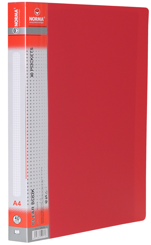 Папка з файлами NORMA (5028-01N), PP, А4, червона, 650/25 мкм, 40 файлів